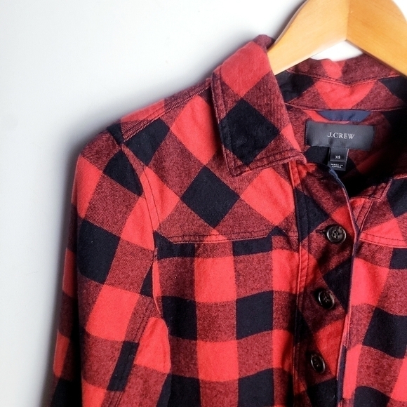 J CREW Buffalo Plaid Pullover Wool Blend Jacket! - Picture 4 of 6